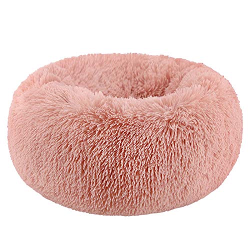 Maran Selbstwarm Hundekörbchen rutschfest Hundematte mit weichem Kissen Abnehmbar Waschbar Betten Plüsch Runde Hundebett für mittelgroße/Großer Hund-Rose-80 * 80cm von Maran