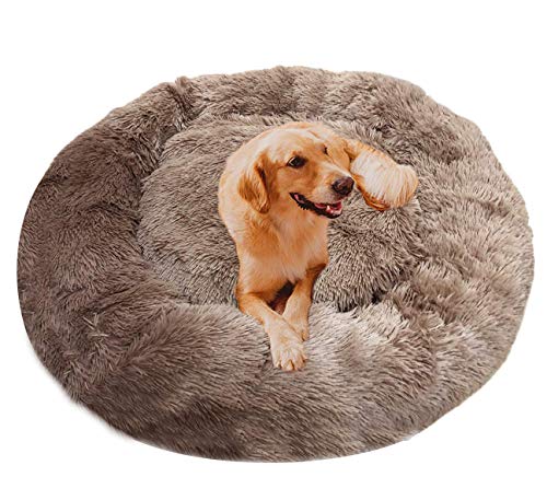 Maran Waschbar Hundebett Rundes Plüsch Warm Hundematte Cuddler Hundesofa für Mittlere Grosse Hunde Hundekorb Weich-Kaffee-L:80cm von Maran