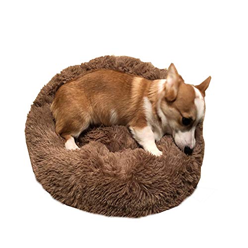 Maran Waschbar Hundebett Rundes Plüsch Warm Hundematte Cuddler Hundesofa für Mittlere Grosse Hunde Hundekorb Weich-Kaffee-M:70cm von Maran