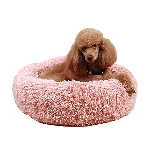 Maran Waschbar Hundebett Rundes Plüsch Warm Hundematte Cuddler Hundesofa für Mittlere Grosse Hunde Hundekorb Weich-Rosa-M:70cm von Maran