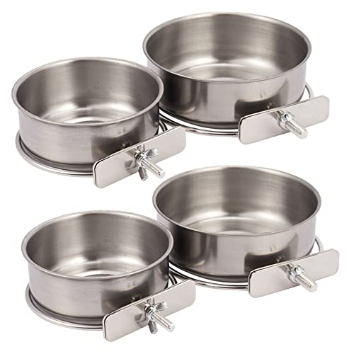 Marclix 4 Pack Papagei Futter Tassen mit Klemme Edelstahl Futter NäPfe Dish Feeder für Nymphensittich, Conure, Wellensittiche, Sittich Papagei, Ara, Kleintier von Marclix