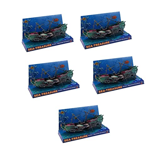 Marclix 5X Großes Aquarium Dekoration Boot Kunststoff Aquarium Schiff Luft Teilt Schiffswrack Aquarium Dekor C von Marclix