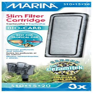 Marina Bio-Carb Slim Filter Filterpatrone, 1 x 3 Stück, Kohlenstoff mit Ceramitek-Pad für S10, S15, und S20 Tropische Aquarien-Filter von Marina