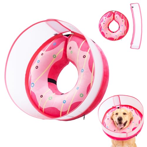 Aufblasbares Hundekegelhalsband für große, mittelgroße und kleine Hunde, weiches Donut-Halsband, verstellbarer Genesungskegel für Haustiere nach Operationen, extra verbesserter Anti-Leck-Schutzschild von Mariyago