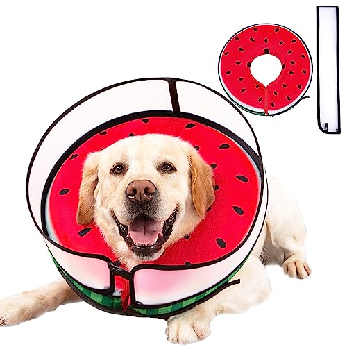 Aufblasbares Hundekegelhalsband mit verbessertem Anti-Lecken, weicher Hals-Donut für Hunde und Katzen, zur Erholung nach Operationen für große, mittelgroße und kleine Hunde (Wassermelone, groß) von Mariyago