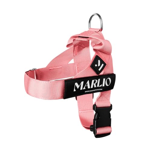 Marlio Verstellbares Hundegeschirr – stoppt das Ziehen, sorgt für Komfort und Stil mit leicht anzuziehen, einzigartigen Drucken und passenden Leinen erhältlich, Größe L, Rosa von Marlio