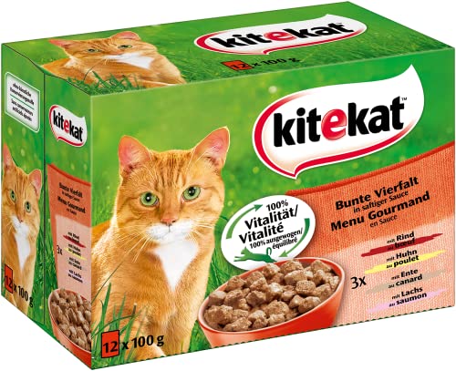 Kitekat Portionsbeutel Multipack Bunte Vielfalt in Sauce 12 x 100g von Mars