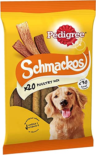 Pedigree Schmackos Geflügelmischung - Hundeleckerlis - verschiedene Geflügelaromen - 180 Streifen (9 Stück) von Mars