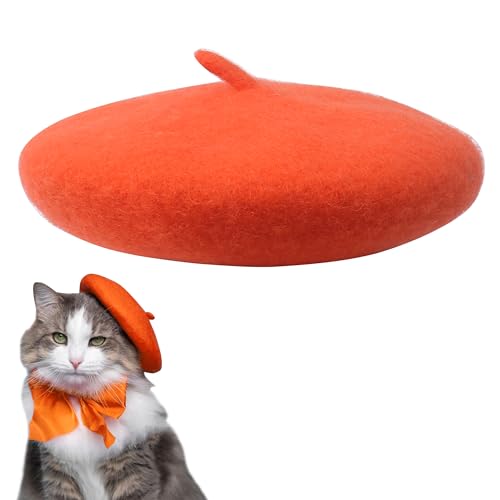 Baskenmütze für kleine Hunde und Katzen, bunte Wolle, Mini-Kappe, kreatives Zubehör, Pilzkünstler, Kostüm, französischer Fedora-Hut, Beanies, solide Haustier-Kopfbedeckung, Haarschmuck, Dekoration, von Marsrut