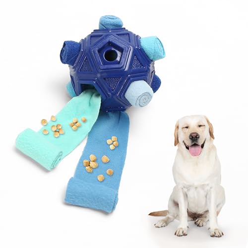 Schnüffelball für Hunde, Durchmesser 15 cm, Welpen-Leckerli-Spender, unzerbrechliches interaktives Spielzeug, Shuffle, Schnüffeln, langsames Feeder, Puzzle-Spiel, Upgrade-Matte mit Knoten für von Marsrut