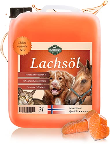 Martenbrown® 3 Liter Norwegisches Premium Lachsöl für Hunde, Pferde und Katzen | Fischöl im Kanister | für Trockenfutter, Dosenfutter oder als Barf-Öl von Martenbrown