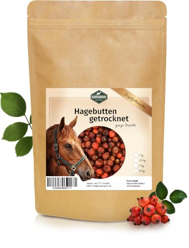 Martenbrown® Getrocknete Ganze Hagebutten 1kg – Natürliches Ergänzungsfutter für Pferde, Ponys und Esel – 100% Natur, Ohne Zusätze, Reich an Vitaminen von Martenbrown