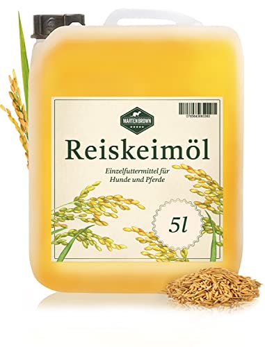 Martenbrown® Reiskeimöl 5 Liter für Pferde, Hunde und Esel I Im praktischen Kanister | Nahrungsergänzung für Trockenfutter, Dosenfutter oder als Barf-Öl von Martenbrown