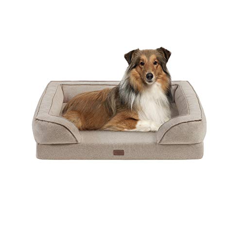 MARTHA STEWART Orthopädisches Hundesofa, abnehmbarer Bezug, Rundumschutz, vierseitig, bequem, klein, Bella Tan von Martha Stewart