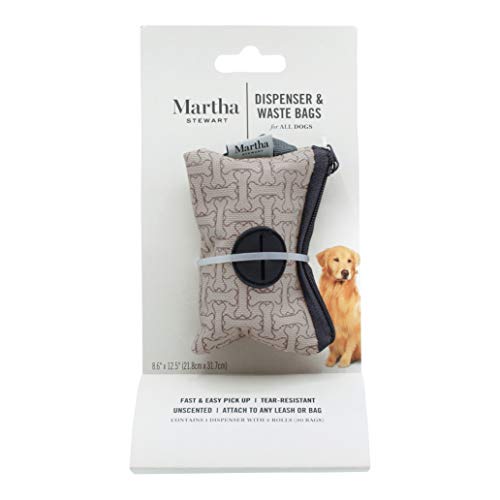 Martha Stewart Für Haustierkotbeutelspender und Taschen für alle Hunde | Hundebeutelhalter und 30 geruchlose, reißfeste Beutel | ideal für Spaziergänge mit dem Hund im täglichen Gebrauch von Martha Stewart for Pets