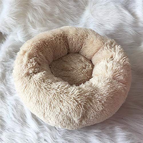 Martin Kench Haustierbett Hundebett Katzenbett Rundes Plüsch Hundesofa Katzensofa Kissen in Doughnut-Form für Haustiere (Katzen und kleine Hunde) (Beige,100cm) von Martin Kench