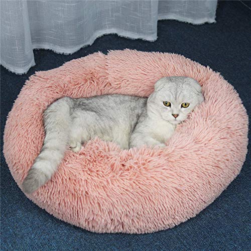 Martin Kench Haustierbett Hundebett Katzenbett Rundes Plüsch Hundesofa Katzensofa Kissen in Doughnut-Form für Haustiere (Katzen und kleine Hunde) (Leder pink,100cm) von Martin Kench