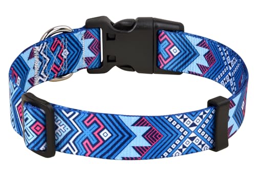 MarukoPet Hundehalsband, Verstellbares, Weich & Komfort Hunde Halsband, für Kleine, Mittlere Große Hunde, Böhmisches, Blumen, geometrisches, Stammes Design(Blau Ethnischer Stil,L) von MarukoPet