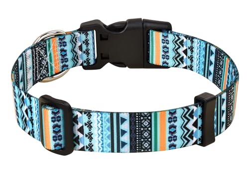 MarukoPet Hundehalsband, Verstellbares, Weich & Komfort Hunde Halsband, für Kleine, Mittlere Große Hunde, Böhmisches, Blumen, geometrisches, Stammes Design(Grün Böhmen,L) von MarukoPet