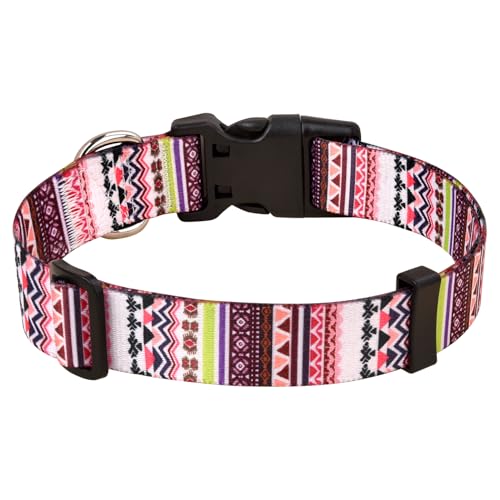 MarukoPet Hundehalsband, Verstellbares, Weich & Komfort Hunde Halsband, für Kleine, Mittlere Große Hunde Welpen Katzen Böhmisches, Blumen, geometrisches, Stammes Design(Rosa Böhmen,XS) von MarukoPet