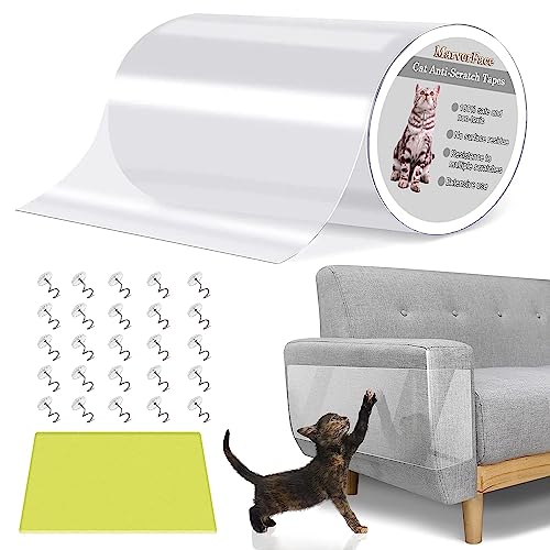 Katze Kratzschutz, Selbstklebend Sofa kratzfolie Katzen Couch kratzschutz Trainingsklebeband, Anti Kratz Folie für Katzen Möbelschutz Kratzpads für Möbel (20cm x 3m) von MarverFace