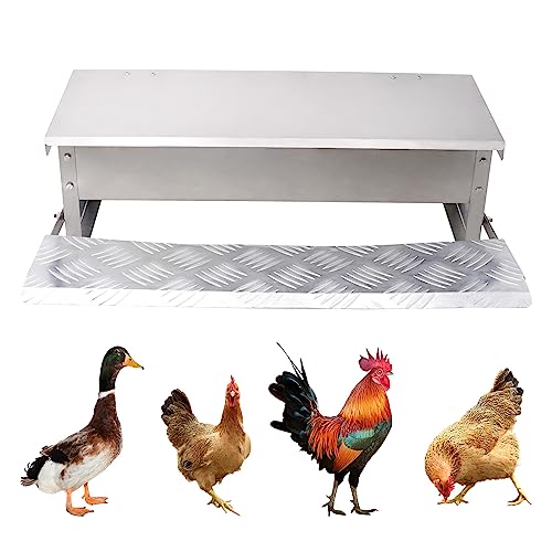 Automatischer Futterspender für Hühner, 5 kg Kapazität, wasserdicht, selbstöffnend, verzinkter Stahl, rattensicher, mit Edelstahlschaufel, Hühnerstall, Futterstation für Huhn und Ente von MasXirch