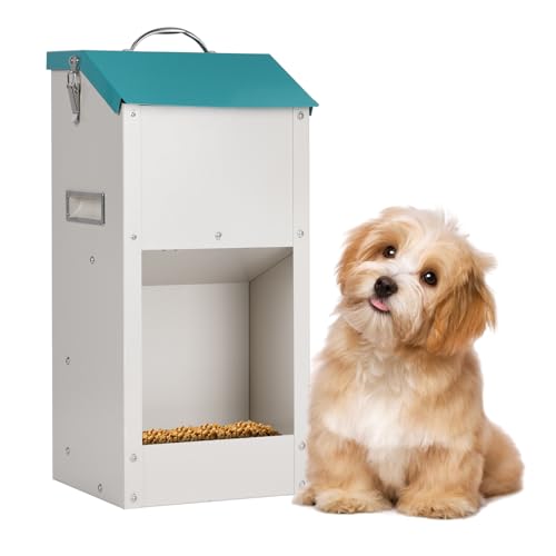 Automatischer Hundefütterer Outdoor 6KG Automatischer Haustierfütterer Katzenfutterspender mit Lagerung Schwerkraft Katzenfütterer Haustierfütterungsstation für Welpen, Hunde, Katzen von MasXirch