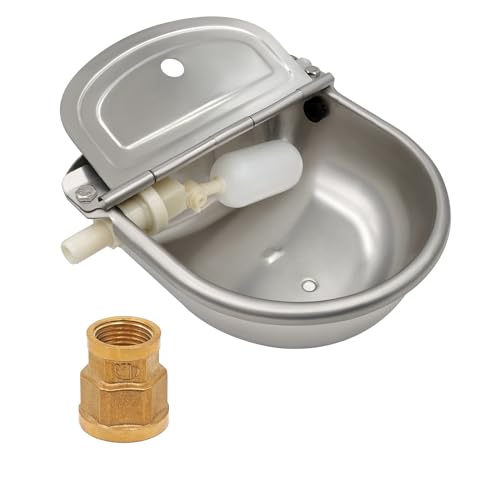 Edelstahl Rinder Trinkwasser mit Abflussstecker und Stecker, automatische Wasserschale für Rinder Schaf Ziege Pferd Hund Vieh von MasXirch