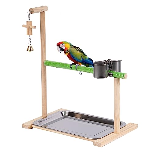 Papageien Spielplatz Vogel Barsch Holz Playstand Stand mit Leiter Schaukel Feeder Cups Kauspielzeug für Sittich Nymphensittich Wellensittich Lovebird Fink Kleine Vögel von MasXirch