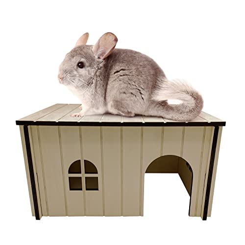 Kaninchenhaus aus Holz, 37 x 28 x 20 cm, Haustierversteck ideal für Kaninchen, Chinchillas und Meerschweinchen, perfekter Nistkasten in Sekunden zusammensteckbar, groß von Mascot Pets