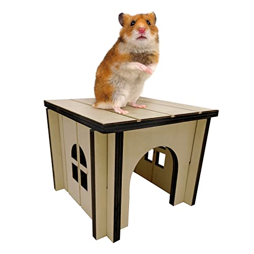 Hamsterhaus aus Holz, 15 x 12 x 15 cm, Haustierversteck ideal für Syrer- oder Zwerghamster, Rennmäuse und Mäuse, perfekter Nistkasten, der in Sekunden zusammengesteckt werden kann (klein) von Mascot Pets