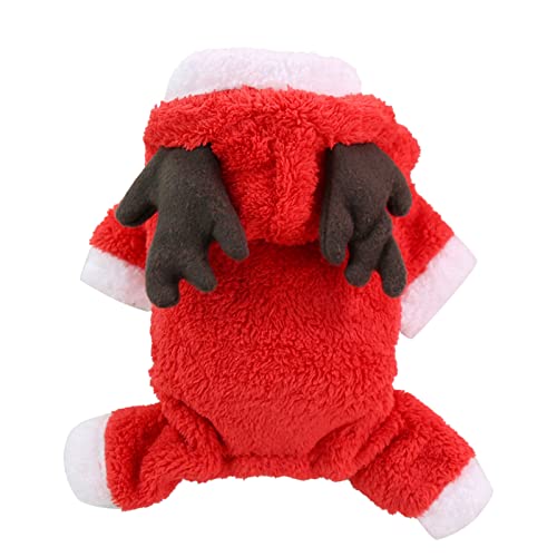 Mashaouyo Herbst und Winter Weihnachten Vier Beine Verdickte Kratzer Warm Knopf Hund Haustier Katze Kleidung Zubehör Teddy Haustier Kleiderbügel Klein (Rot, XS) von Mashaouyo