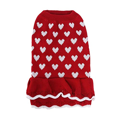 Mashaouyo Warme Hundekleidung für Herbst und Winter, rot, fürsorgende Hundekleidung, Pullover, Rock, festlich, Weihnachten, Neujahr, Haustierkleidung für mittelgroße Hunde, Jungen (Rot, XS) von Mashaouyo