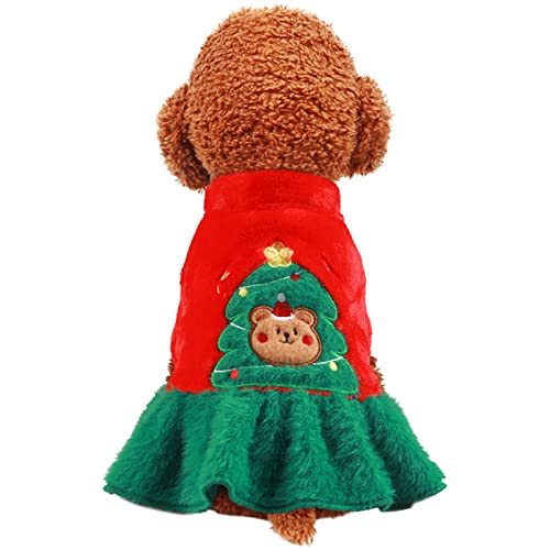 Mashaouyo Weihnachtliche Haustier-Kleidung für den Urlaub, Weihnachten, für Haustiere, Hund, Katze, Weihnachtsbaum, Bär, Rock, Pullover, Herbst und Winter, Haustier-Kleiderbügel und Gestell (Rot, XL) von Mashaouyo