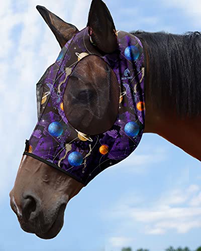 Mask Tech Horse Fliegenmaske Elastizität Atmungsaktives Gewebe mit UV-Schutz Weiches Mesh für Pferd Everlasting Cosmos L von Mask-Tech