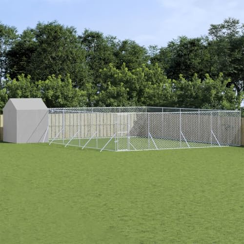 Massbinet Hühnerkäfig Außengehege Freilaufgehege Hühnerstall Hasenstall Geflügelhaltung Käfig Kleintiergehege Voliere Verzinkter 10 x 10 x 2.5 m mit Dach und Seitenwände von Massbinet