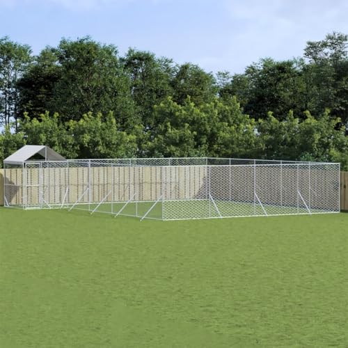 Massbinet Hühnerkäfig Außengehege Freilaufgehege Hühnerstall Hasenstall Geflügelhaltung Käfig Kleintiergehege Voliere Verzinkter 10 x 8 x 2.5 m mit Dach von Massbinet