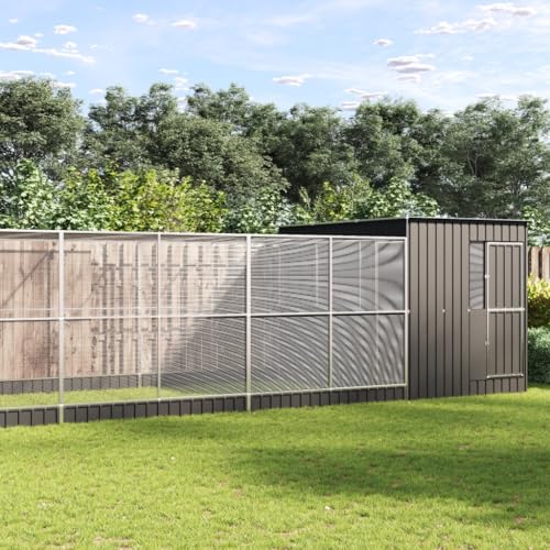 Massbinet Voliere mit Erweiterung Vogelkäfig mit abschließbarer Vogelhaus Silbern 911x303x216 cm Stahl Massbinet Voliere mit Erweiterung Vogelkäfig mit abschließbarer Vogelhaus Silbern 911x303x216 cm Stahl von Massbinet