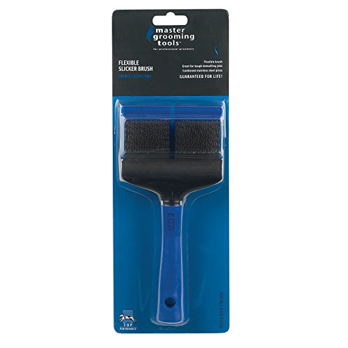 Master Grooming Tools Beidseitige Zupfbürste für Hunde, extra fest, flexibel, vielseitig einsetzbar, Blau, 20,3 x 10,2 cm von Master Grooming Tools