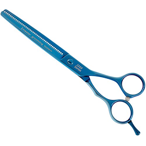 Master Grooming Tools 5200 Blue Titanium Schere – Hochleistungsschere für die Fellpflege von Hunden – Effilierschere mit 42 Zähnen, 16,5 cm von Master Grooming