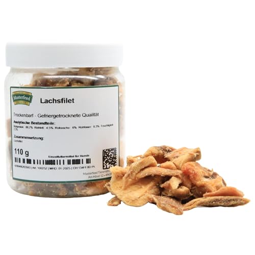 Masterfeed Trockenbarf Lachsfilet, gefriergetrocknete Qualität, Barf Leckerli für Hunde, 150 g von Masterfeed