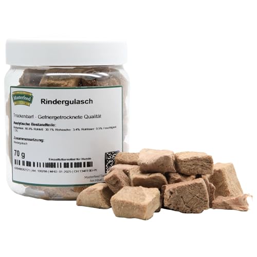 Masterfeed Trockenbarf Rindergulasch, gefriergetrocknete Qualität, Größe 1 kg von Masterfeed