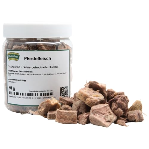 Masterfeed Trockenbarf Pferdefleisch, gefriergetrocknete Qualität, Barf Leckerli für Hunde, 150 g von Masterfeed