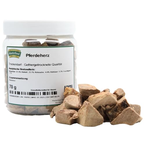 Masterfeed Trockenbarf Pferdeherz, gefriergetrocknete Qualität, Barf Leckerli für Hunde, 150 g von Masterfeed