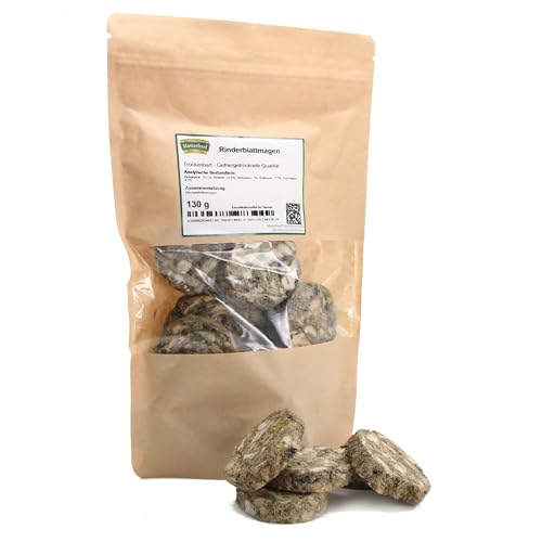 Masterfeed Trockenbarf Rinderblattmagen Gefriergetrocknete Qualität, Getreidefrei, Barf Leckerli für Hunde, 130g von Masterfeed