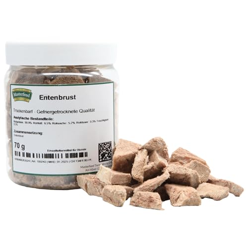 Masterfeed Trockenbarf Entenbrust, gefriergetrocknete Qualität, Barf Leckerli für Hunde, 150 g von Masterfeed