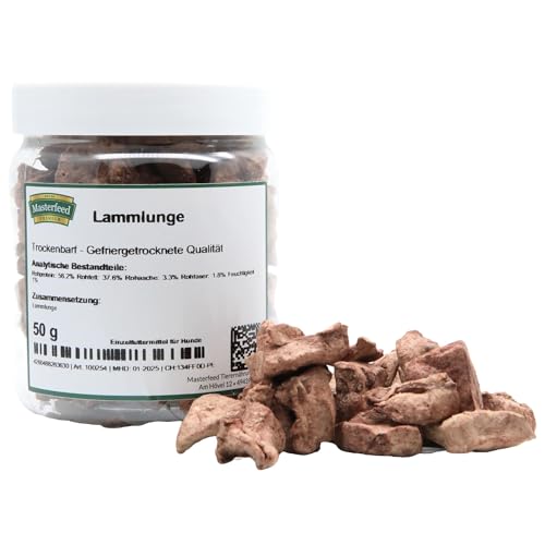 Masterfeed Trockenbarf Lammlunge, trockenbarfe Qualität, Barf Leckerli für Hunde, 1 kg von Masterfeed