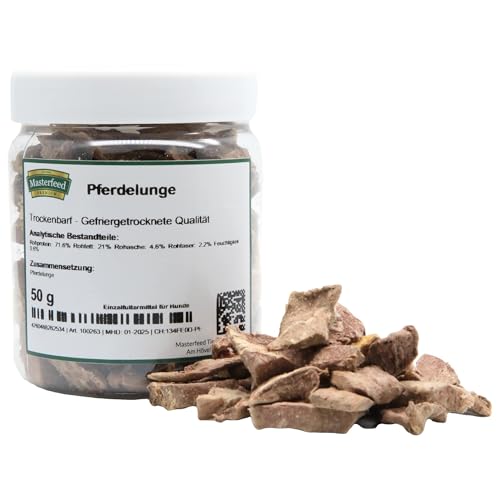 Masterfeed Trockenbarf Pferdelunge, trockenbarfe Qualität, Barf Leckerli für Hunde, 500 g von Masterfeed