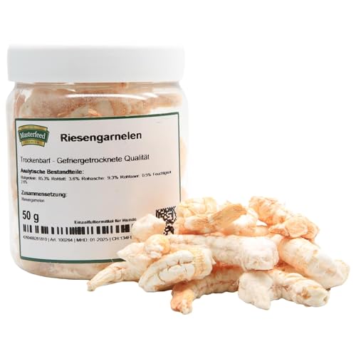 Masterfeed Trockenbarf Riesengarnelen, gefriergetrocknete Qualität, Barf Leckerli für Hunde, 150 g von Masterfeed