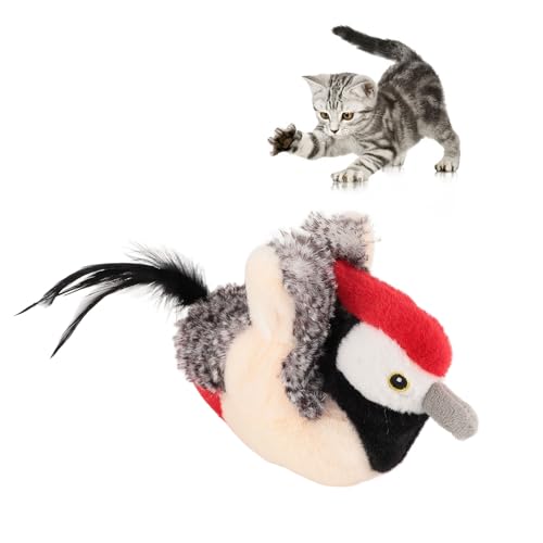 Masyrt Pet Electronic Plush Toy, Interaktiver Weiches, Flappender Vogel Quietschende Katze Elektrisches Plüschspielzeug für Home Innenräume von Masyrt